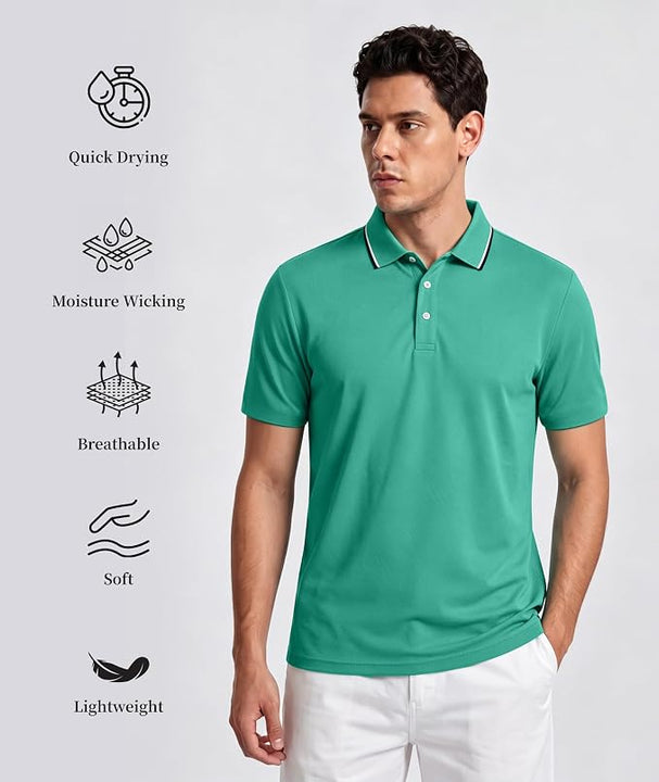Polo Shirt Men Short Sleeve Breathable Golf Shirt