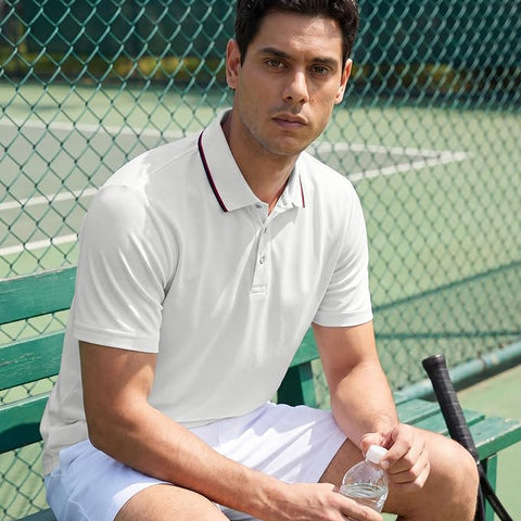 Polo Shirt Men Short Sleeve Breathable White Shirt