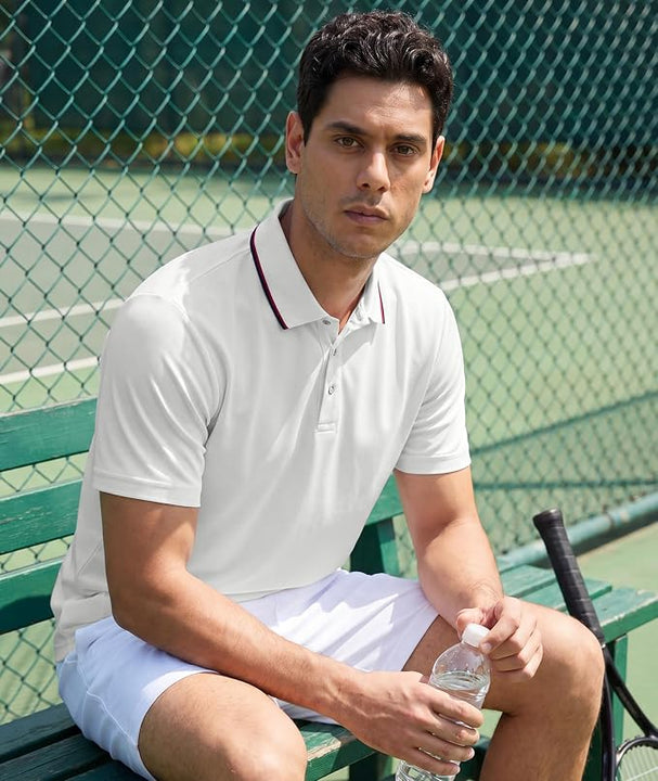 Polo Shirt Men Short Sleeve Breathable White Shirt