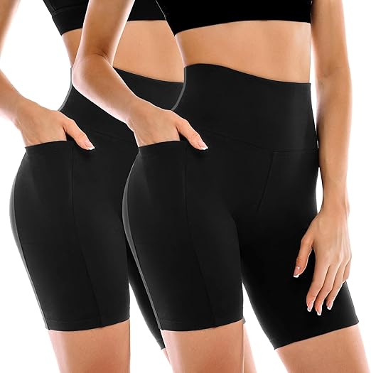 Women's Biker Shorts with Pockets 2 Pack