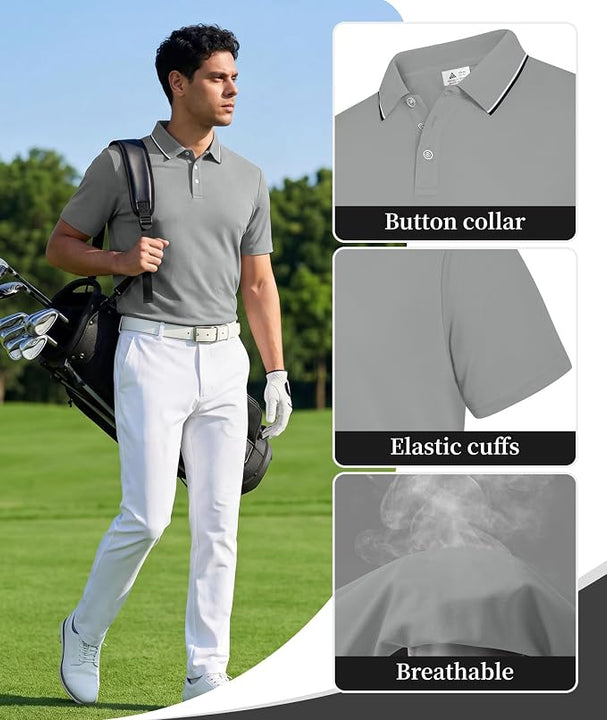 Polo Shirt Men Short Sleeve Gray Shirt