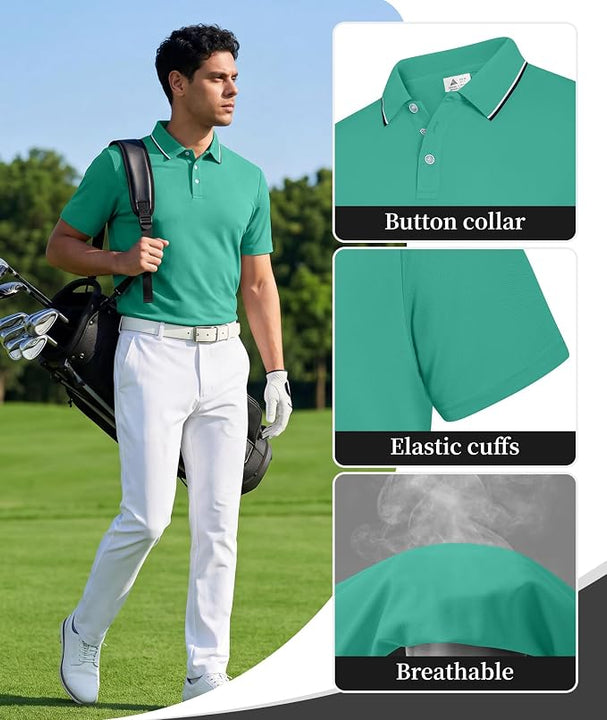 Polo Shirt Men Short Sleeve Breathable Golf Shirt