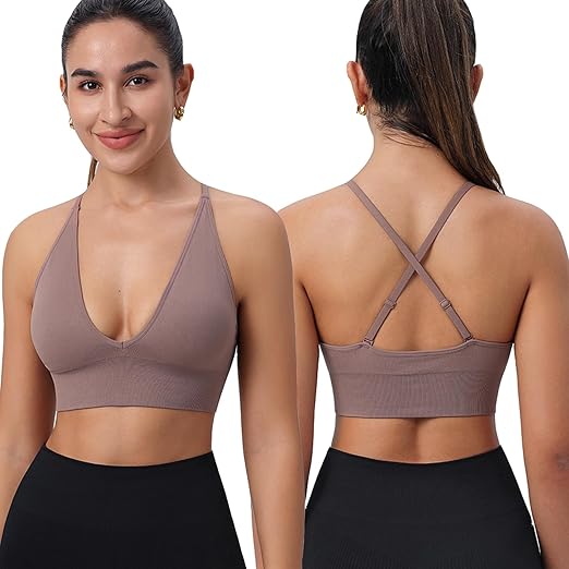 Women's Sports Bras 3/4 Pack Adjustable Deep V
