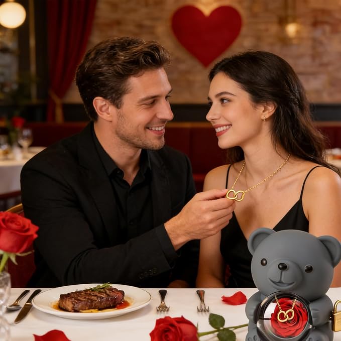 Teddy-bear-preserved-rose-necklace-romantic-gift