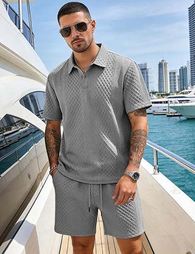 Men’s 2-Piece Casual Polo Shirt & Shorts Set
