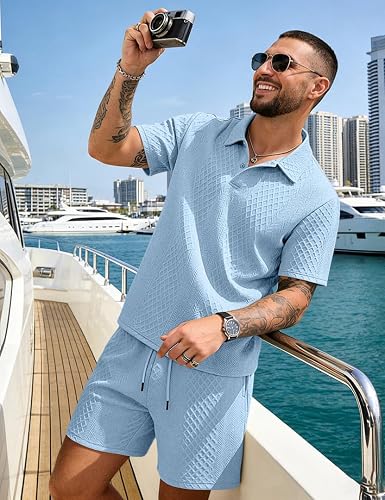 Men’s 2-Piece Casual Polo Shirt & Shorts Set