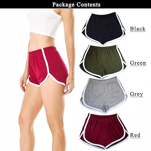 4 Pack Women's Cotton Yoga Dance Short