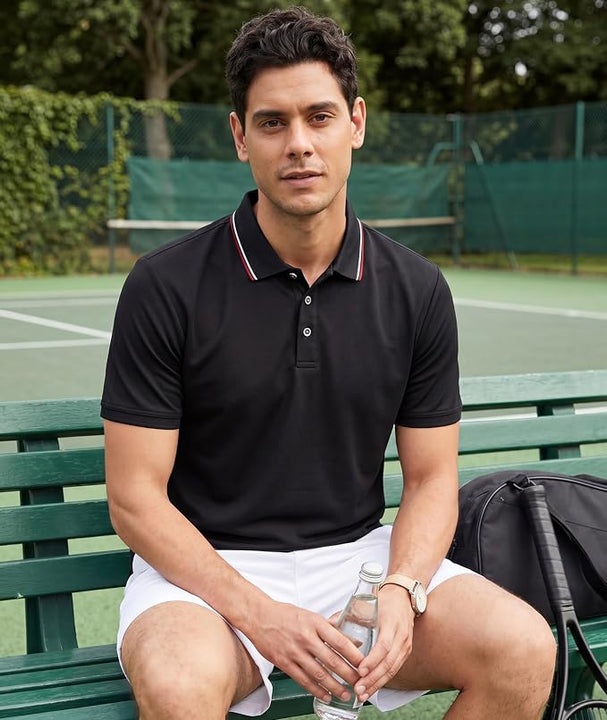 Polo Shirt Men Short Sleeve Black Shirt