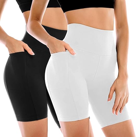 Women's Biker Shorts with Pockets 2 Pack