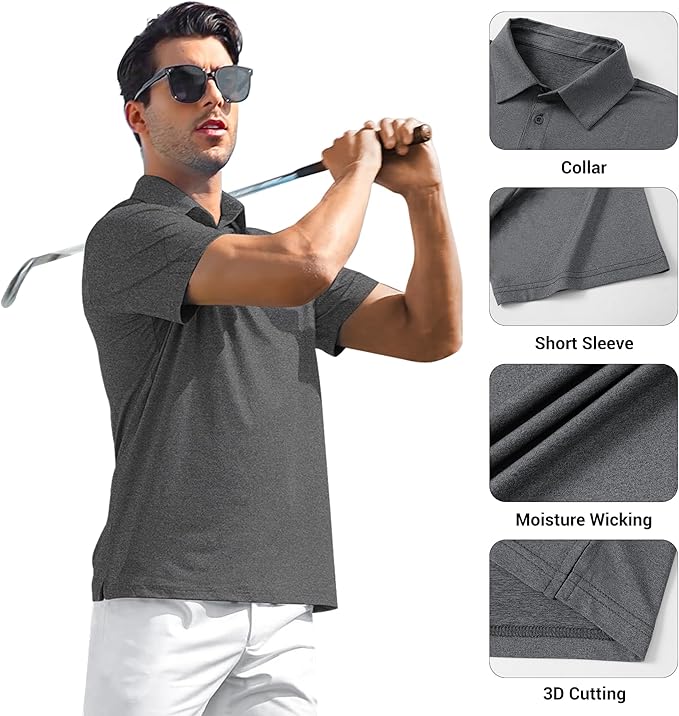 Polo Shirts for Men Quick-Dry Athletic Short