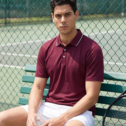 Polo Shirt Men Short Sleeve Breathable Red Shirt