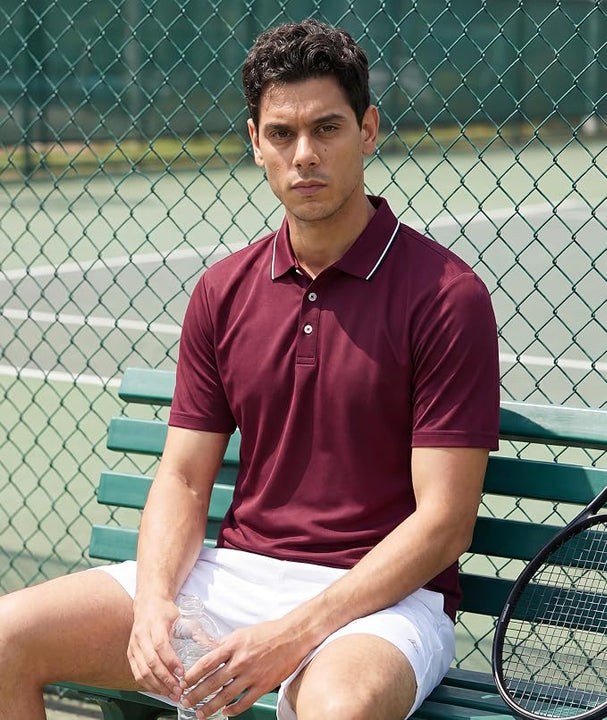 Polo Shirt Men Short Sleeve Breathable Red Shirt