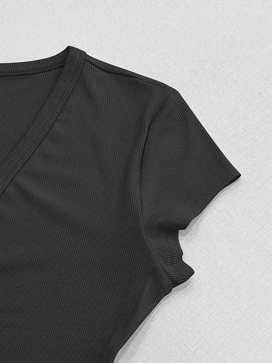 Women Short Sleeve T-Shirt Cap V