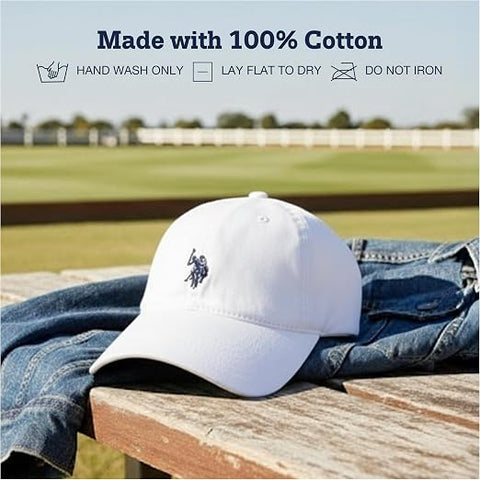 Polo Baseball Cap, 100% Cotton Adjustable Dad Hat