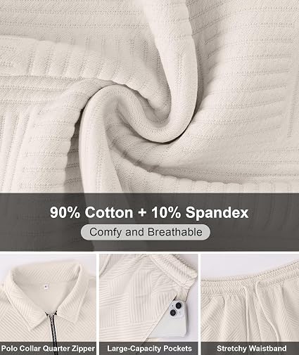 mens-2-piece-cotton-matching-Off White set