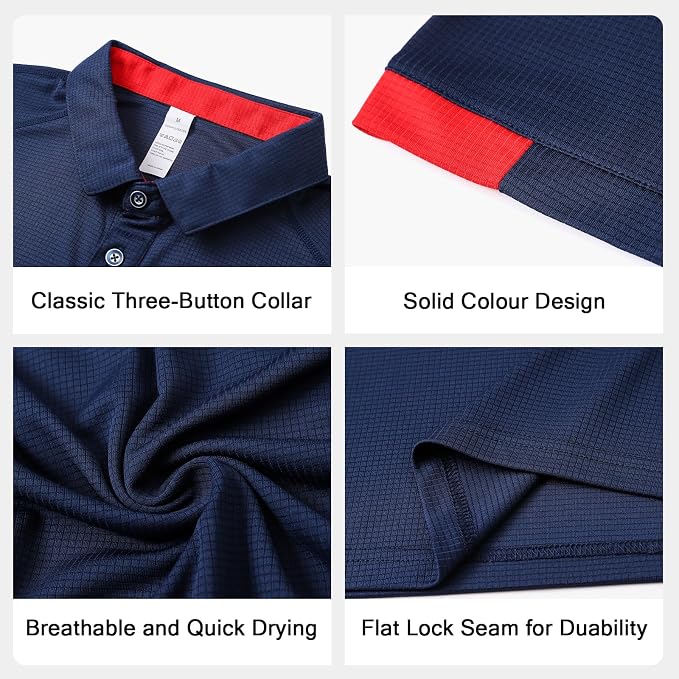 3 Pack Men's Polo Shirts Quick Dry Short
