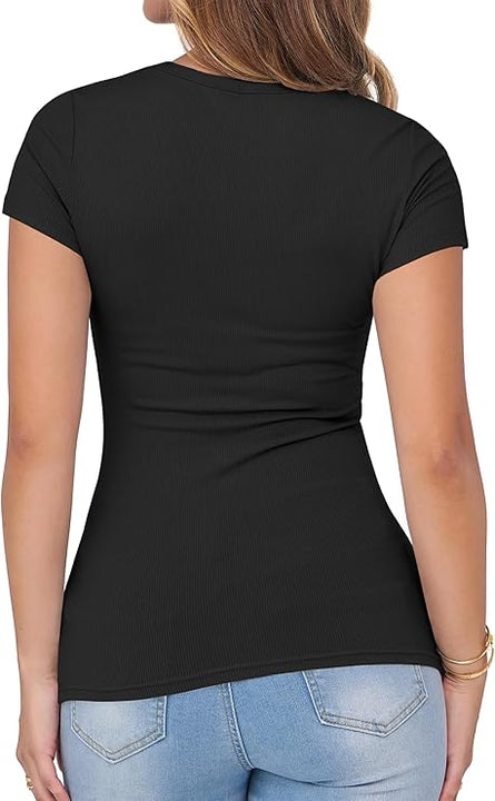 Women Short Sleeve T-Shirt Cap V