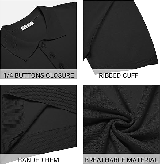 Men's Knit Polo Shirt – Casual Short Sleeve Button