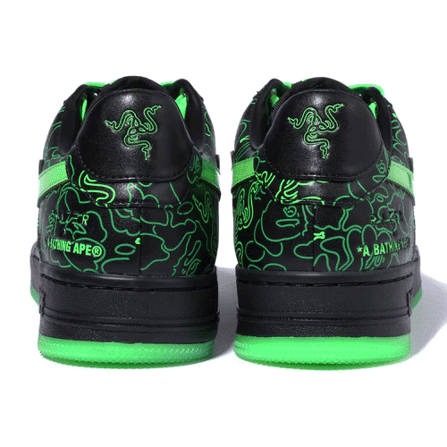 BAPESTA x RAZER Neon Camo Shoes