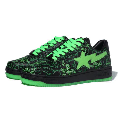 BAPESTA x RAZER Neon Camo Shoes