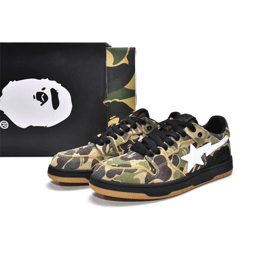 BAPESTA Sk8 Low Green Camo Shoes