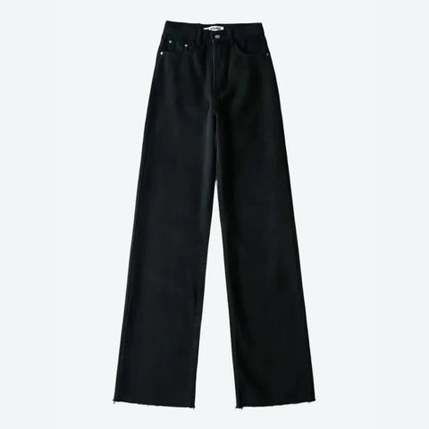 Classic Wide-Leg High-Waist Black Jeans