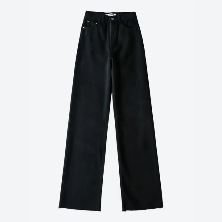 Classic Wide-Leg High-Waist Black Jeans