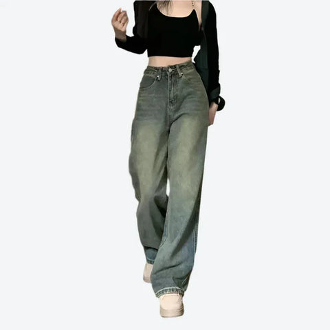 High Waist Loose Fit Jeans Trousers