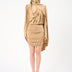 Draped Satin Mini Dress with Scarf