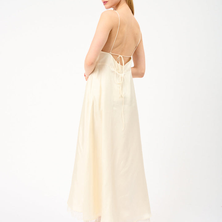 Bustier Silk Lace Dress Cream