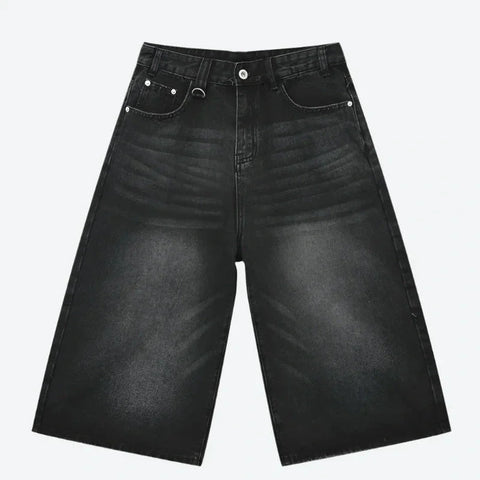 Relaxed-Fit Faded Denim Casual Shorts