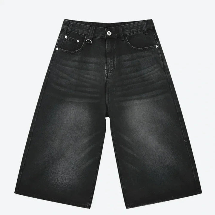 Relaxed-Fit Faded Denim Casual Shorts