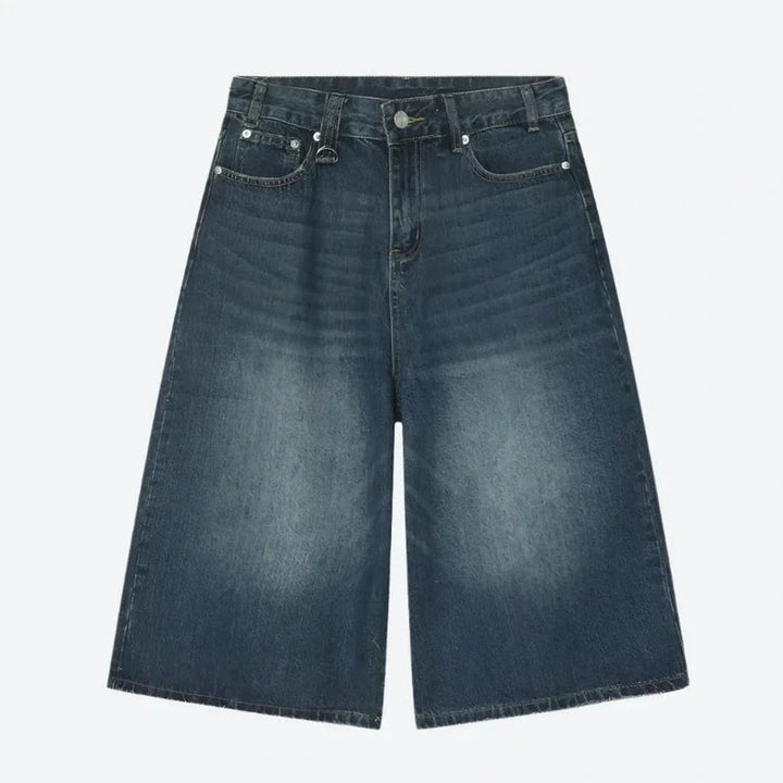 Relaxed-Fit Faded Denim Casual Shorts