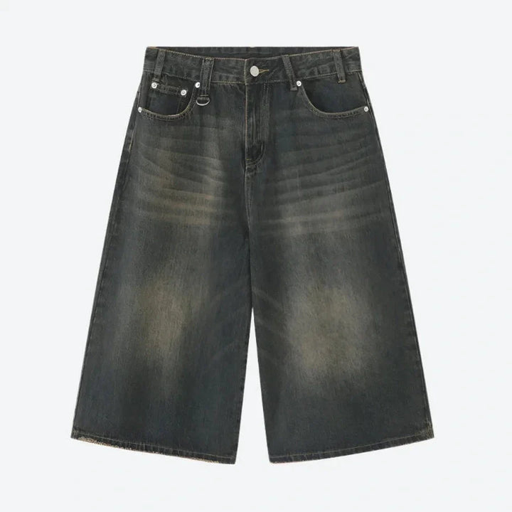 Relaxed-Fit Faded Denim Casual Shorts