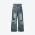 Vintage Distressed Wide-Leg Denim Jeans